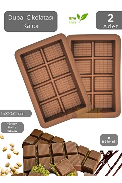 Jet's Home مجموعة من 2 - قالب شوكولاتة دبي خالٍ من مادة BPA، قالب شوكولاتة من...