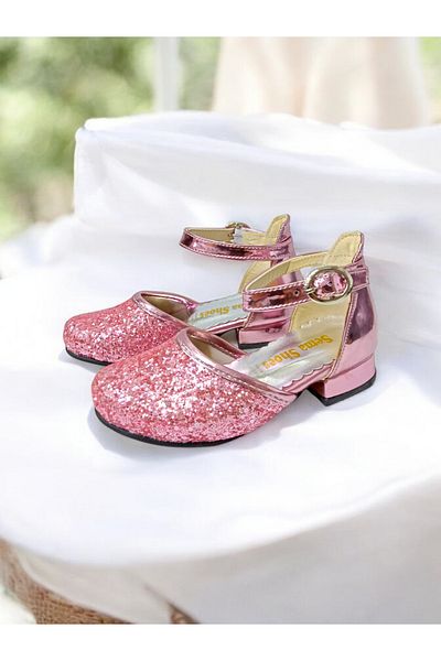 PATİK BEBE Pantofi de seara roz pentru fetita cu tocuri mici