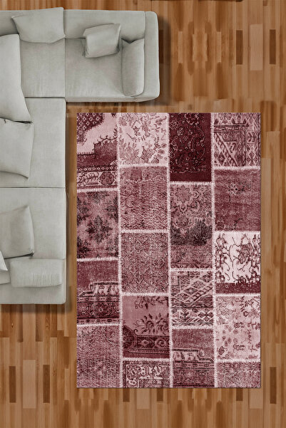 Viyana Home Dijital Baskılı Kaymaz Taban Yıkanabilir Patchwork Desen Yolluk M...