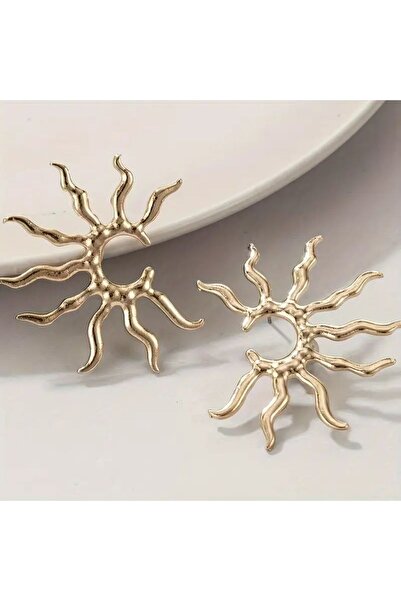 Ervalina Vintage Esintili Güneş Figürlü Küpe