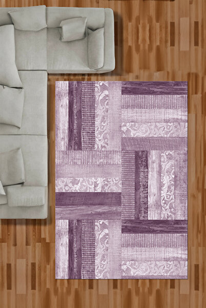 Viyana Home Dijital Baskılı Kaymaz Taban Yıkanabilir Patchwork Desen Yolluk M...