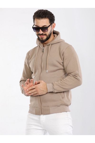 BERNEO Unisex Hood Zippered 3-Thread Raster Top