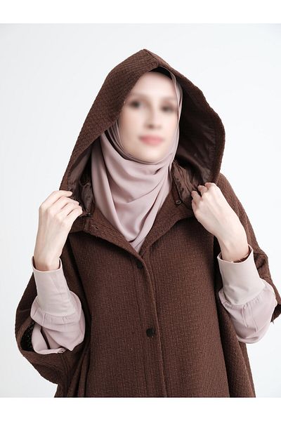Enans Design Γυναικείο πόντσο Tweed Poncho με γιακά δικαστή