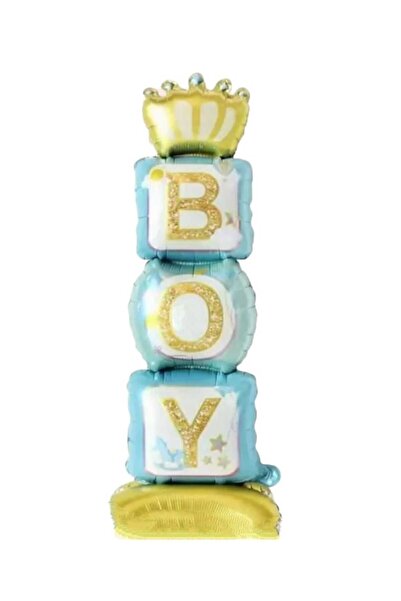 PARTİ AŞKI Boy Yazılı Mavi Ayaklı Folyo Balon Erkek Çocuk Doğum Günü Parti Balonu 34,5*108 Cm Cinsiyet Partisi
