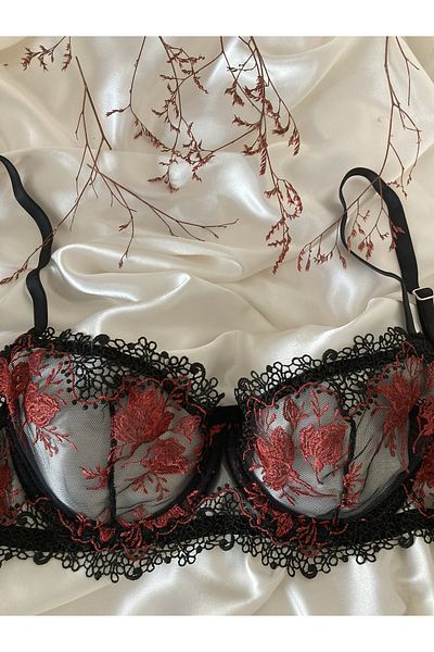 ARONA Underwire Embroidery Floral Patterned Bra Set