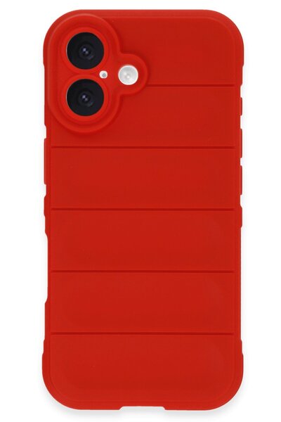 cepmoda iPhone "16 Plus" Case - Anti-Shock Velvet Inner Coating Curved Thick Soft Cover - Red
