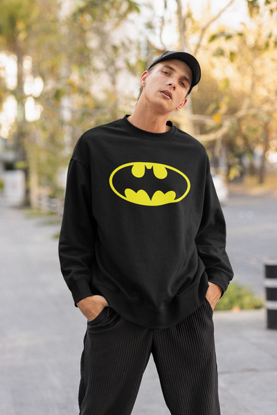 SEVBANO Batman Logo Printed Unisex Oversize Dc Character Sweatshirt