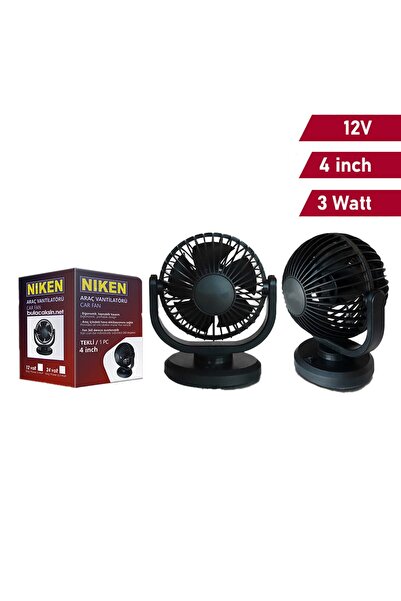 Niken Oto Vantilatör Küçük Tekli 12v 4 Inch Çakmak Girişli