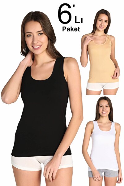 Tutku Tricouri de corp pentru femei, culori mixte, pachet de 6 ELF568T0136CCM6