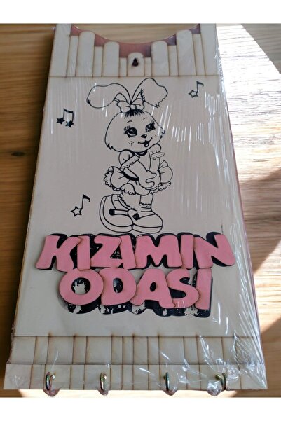 Oliwayshop Kızımın Odası Temalı Ahşap Pano ve Anahtar Askılığı 40 x 20 cm