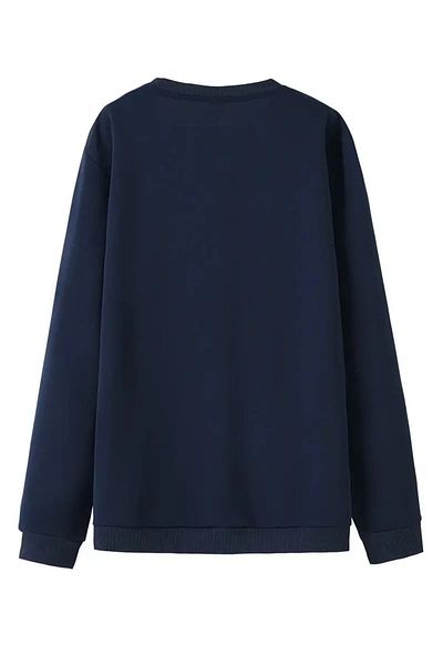 zunop Ανδρικό φούτερ με στάμπα Navy Blue Bones με λαιμόκοψη