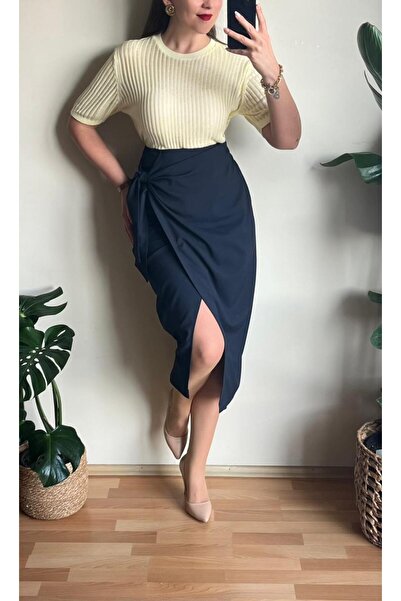 Butik LACİVERT BAĞLAMA DETAY ETEK