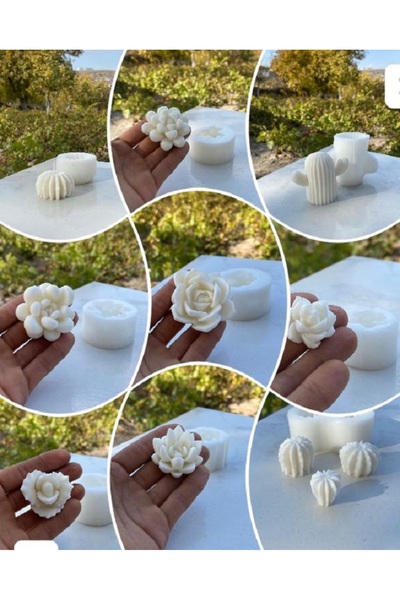 arıca pazarlama Kaktüs Set Mum Kalıpları (9 parça)