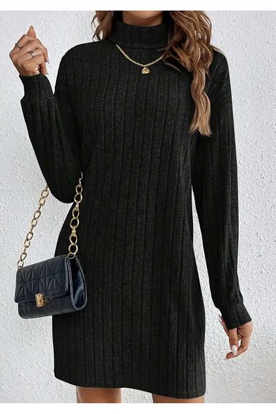 ÇEÇEN HOME Velvet Lapel Solid Color Dress, Stylish Long Sleeve Dress for Spring and Autumn