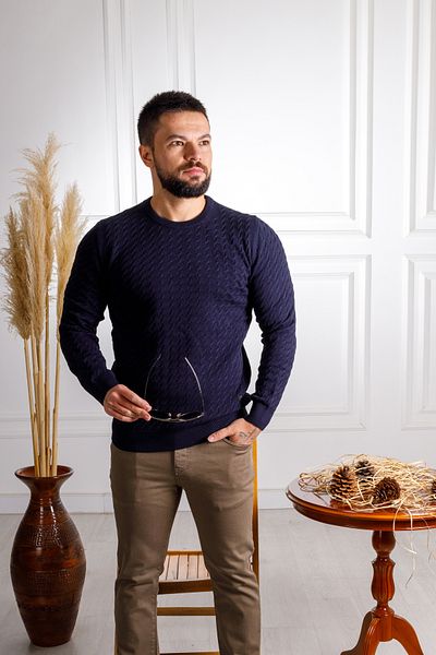Sarar Interviu Sarar 0 Model tricotat cu guler Pulover tricotat bleumarin