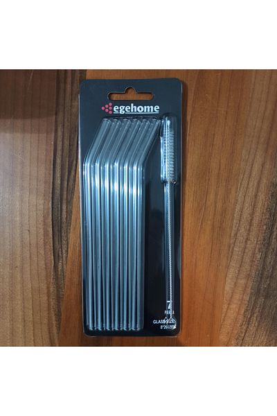 Egehome Glass 6-Piece Straw and Washing Stick
