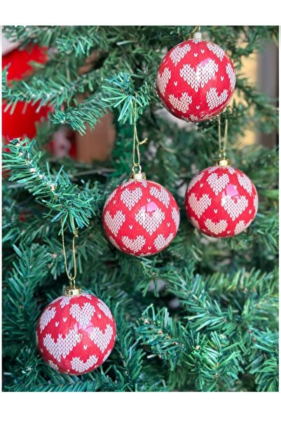 Kika Kalp Desenli Ağaç Süsleme Topları 8 Cm