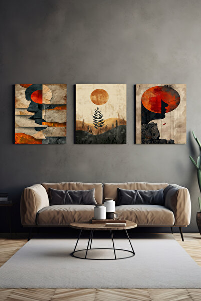 Design Art House 3'lü Ev Ofis İşyeri Dekorasyon Modern Tasarım Kanvas Tablo