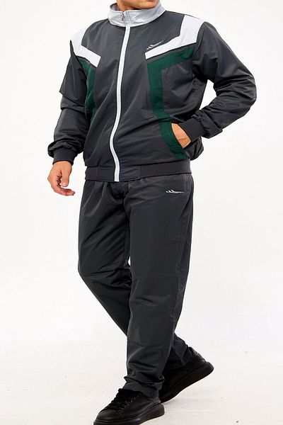 Enrico Ferry Men's Anthracite Half Turtleneck Straight Leg Marathon Plus Size Tracksuit Set Edy2637B-A