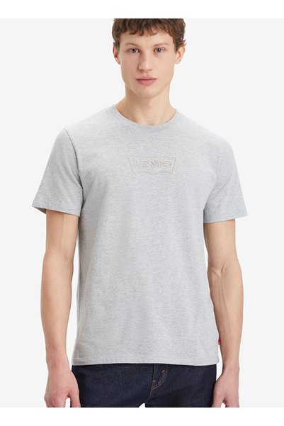 Levis Men's Grey Crewneck T-Shirt - Regular Print, Size C: S A2823-0262_Lsegraphic