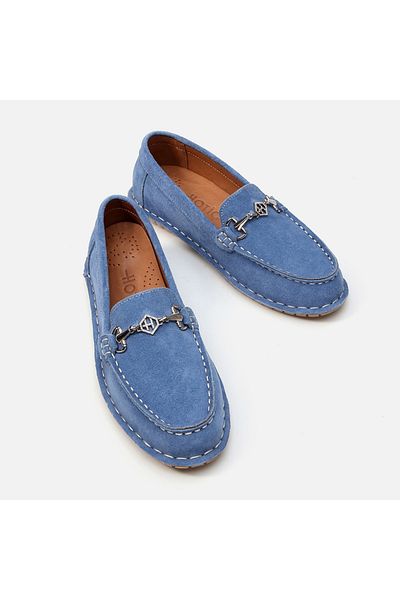 Hotiç Blue Genuine Leather Women's Loafer