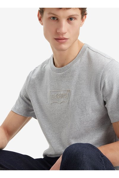 Levis Men's Grey Crewneck T-Shirt - Regular Print, Size C: S A2823-0262_Lsegraphic