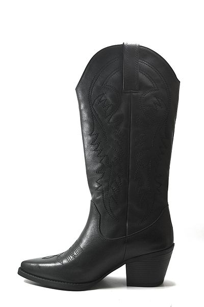 Onlo Ayakkabı Onlo Shoes KV.01 Γυναικείες καουμπόικες μπότες με κέντημα από γνήσιο δέρμα