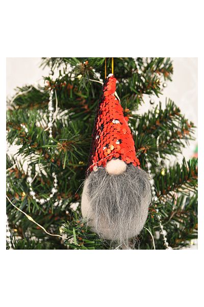 kidspartim Christmas Tree Decor Ornament Red Sequin Plush Santa Claus Dwarf 18cm