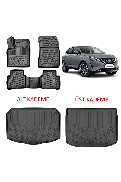 Rizline Nissan Qashqai 2022 3d Havuzlu Paspas Ve Bagaj Havuzu Set Siyah