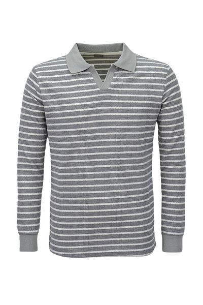 BAGLAN Men's Sports Striped Seasonal Knitwear Polo Neck Sweater Bgl-St03930