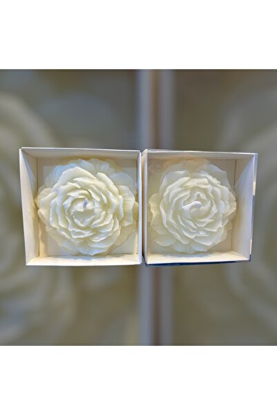 Biepoksi 1 Adet Şakayık Çiçek Mum Beyaz Özel Gün Hediyelik Kutulu Yılbaşı Sev...