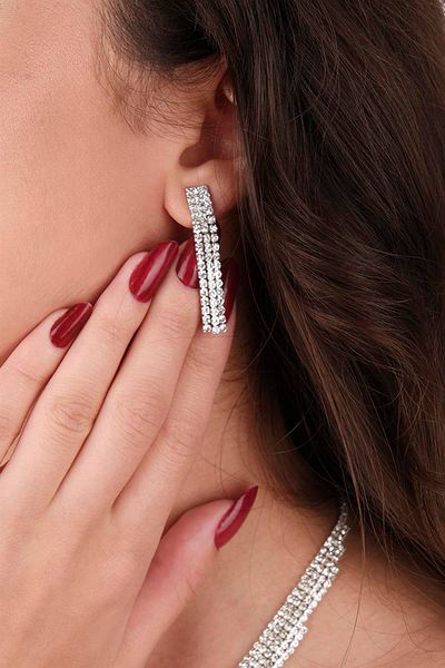 Hobigram Zevella Model Crystal Stone Evening Dress Necklace and Earrings Set