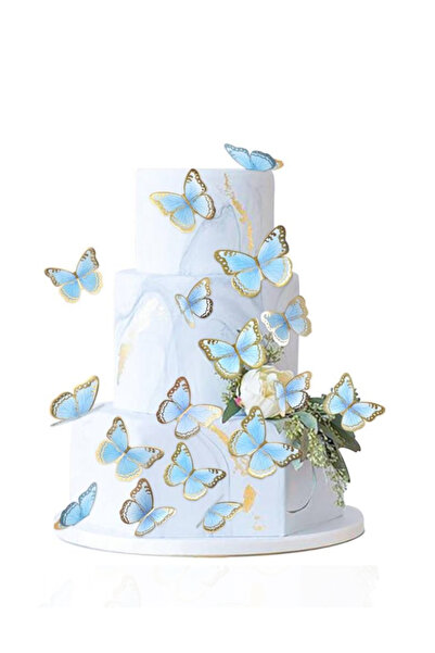 Öztürkpartievi زخرفة كعكة الفراشة الزرقاء