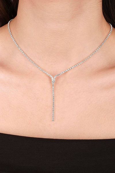 Hobigram Drop Model Crystal Stone Evening Dress Necklace and Earring Set