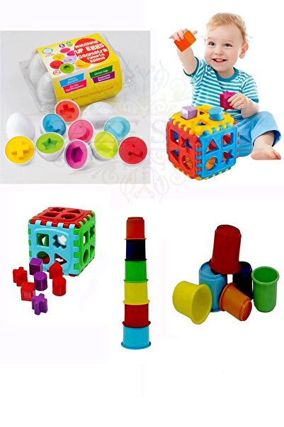 SAZE 6LI YUMURTA EŞLEŞTİRME + BULTAK 14 PARCA +6LI MİNİ KULE OYUNU 3 LÜ SET O...