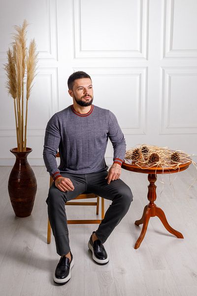 Sarar Interviu Sarar 0 Pulover din tricotaje gri din lână cu guler