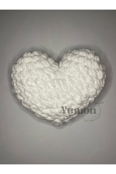 Alize Hand Knitted Puffy Heart Pillow Decorative Gift