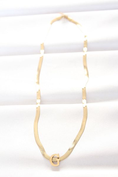 Clariss 316L Steel g Letter Gold Color Italian Chain Necklace