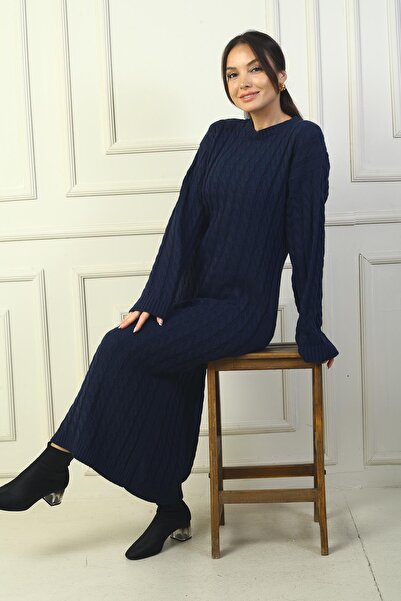 By Saygı Women's Hair Braided Casual Fit Acrylic Long Dress