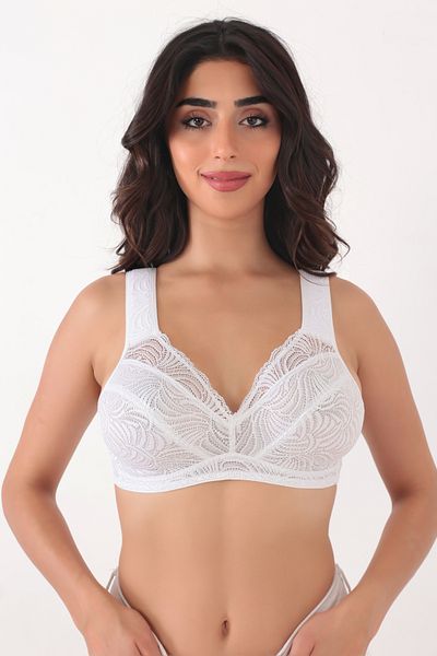 Brandpanty Σουτιέν Gathering με Λευκή Δαντέλα και Χωρίς Underwire - Στήριγμα ώμων, Φόδρα, Minimizer 5611081 -Αλίκη