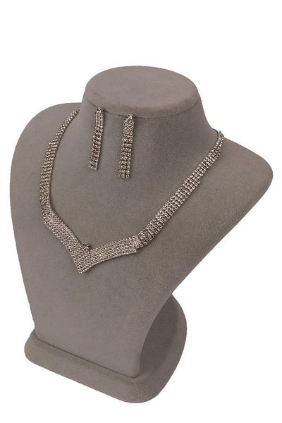 Hobigram Zera Model Crystal Stone Evening Dress Necklace and Earring Set