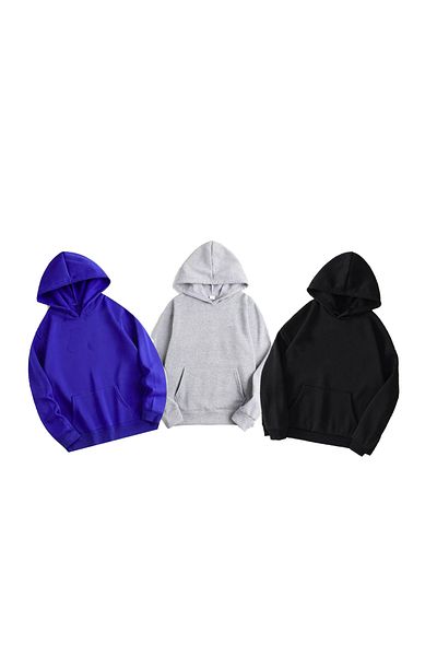 LA GULER Solid Color 3-Piece Unprinted Unisex Oversize Hoodie Sweatshirt