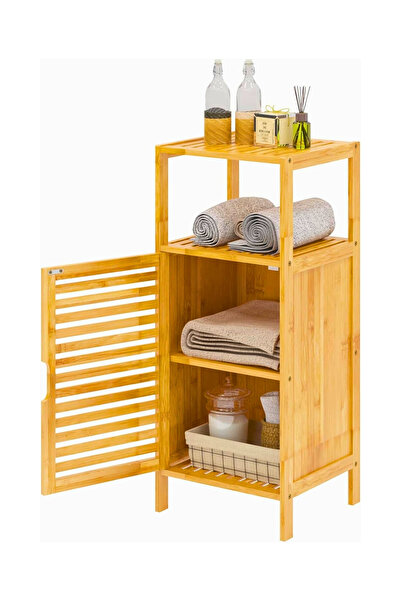 Meturas Bambu Dayanıklı Kapaklı Çok Amaçlı Organizer Dolap  36.5 x 33 x 85.5 cm