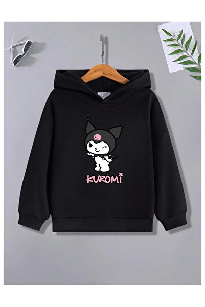 Massgai Детски памучен суичър с качулка с щампа на сърце Kuromi