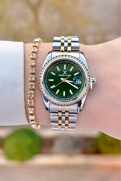 Daniel Klein Kadranı Yeşil Kordonu Sarı Beyaz Renk 24 Ay Garantili Kadın Kol ...