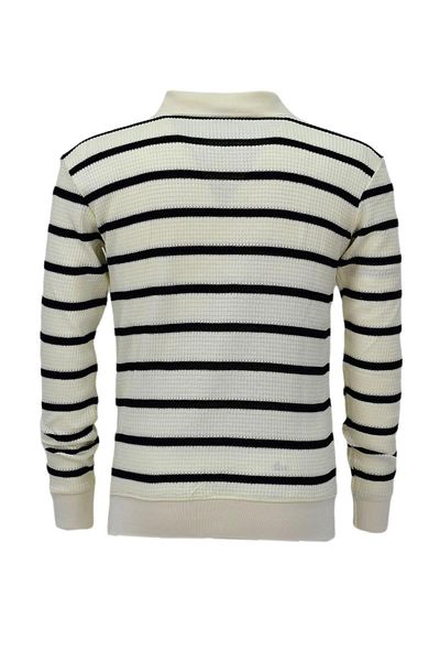 BAGLAN Men's Sports Striped Seasonal Knitwear Polo Neck Sweater Bgl-St03931