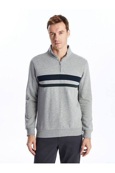 LC Waikiki Stand Collar Long Sleeve Men's Thick Sweatshirt
