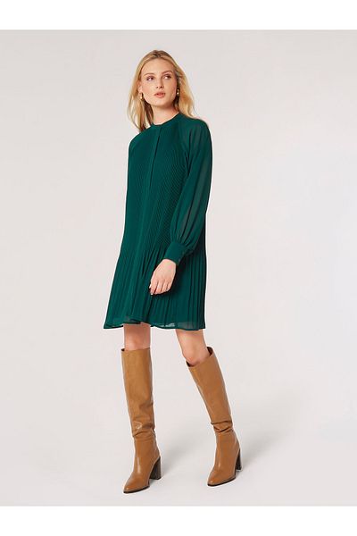 Apricot Plissee Kleid