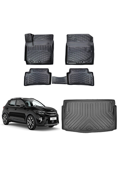 Rizline Kia Stonic 2021+ 3D Havuzlu Paspas ve Bagaj Havuzu Siyah