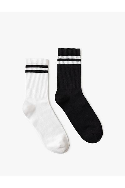 Koton Set of 2 Tennis Socks Multi Color with Stripe Detail
